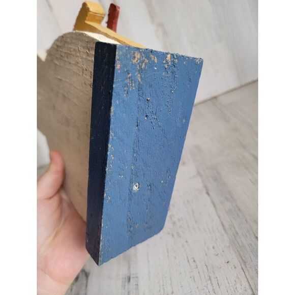 Vintage birdhouse snowman snowflake wooden heart Xmas figure scarf - Picture 9 of 9